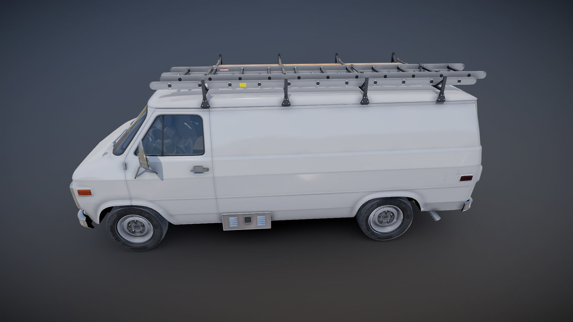 80s utility van Low-poly 3D model_19