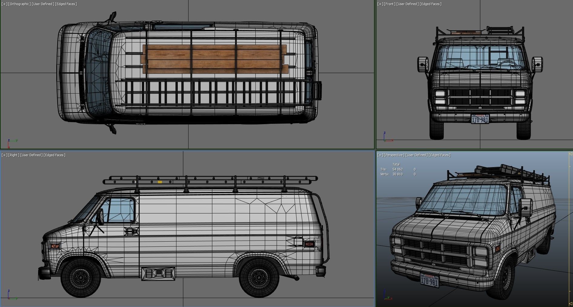 80s utility van Low-poly 3D model_36