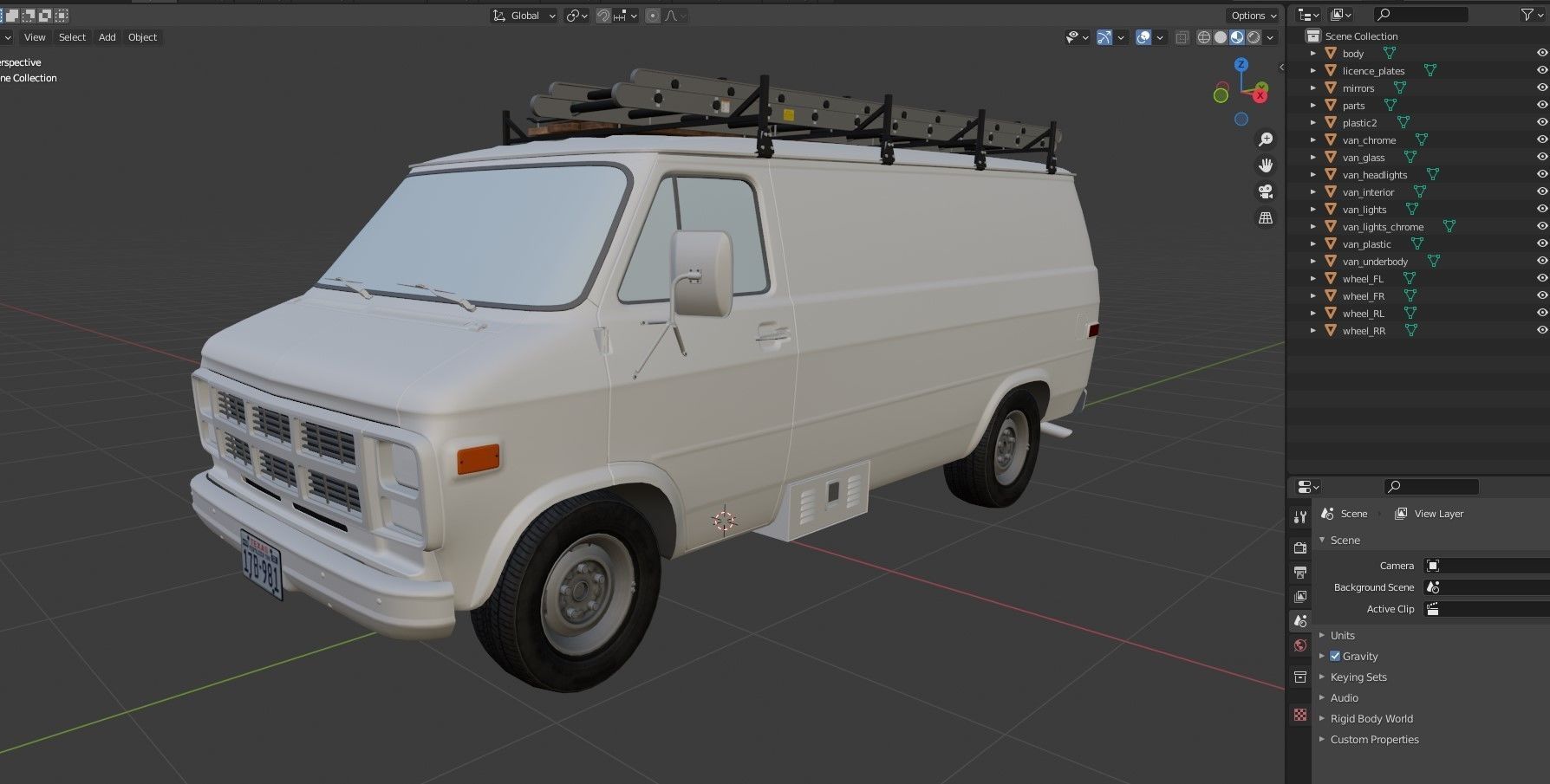 80s utility van Low-poly 3D model_34