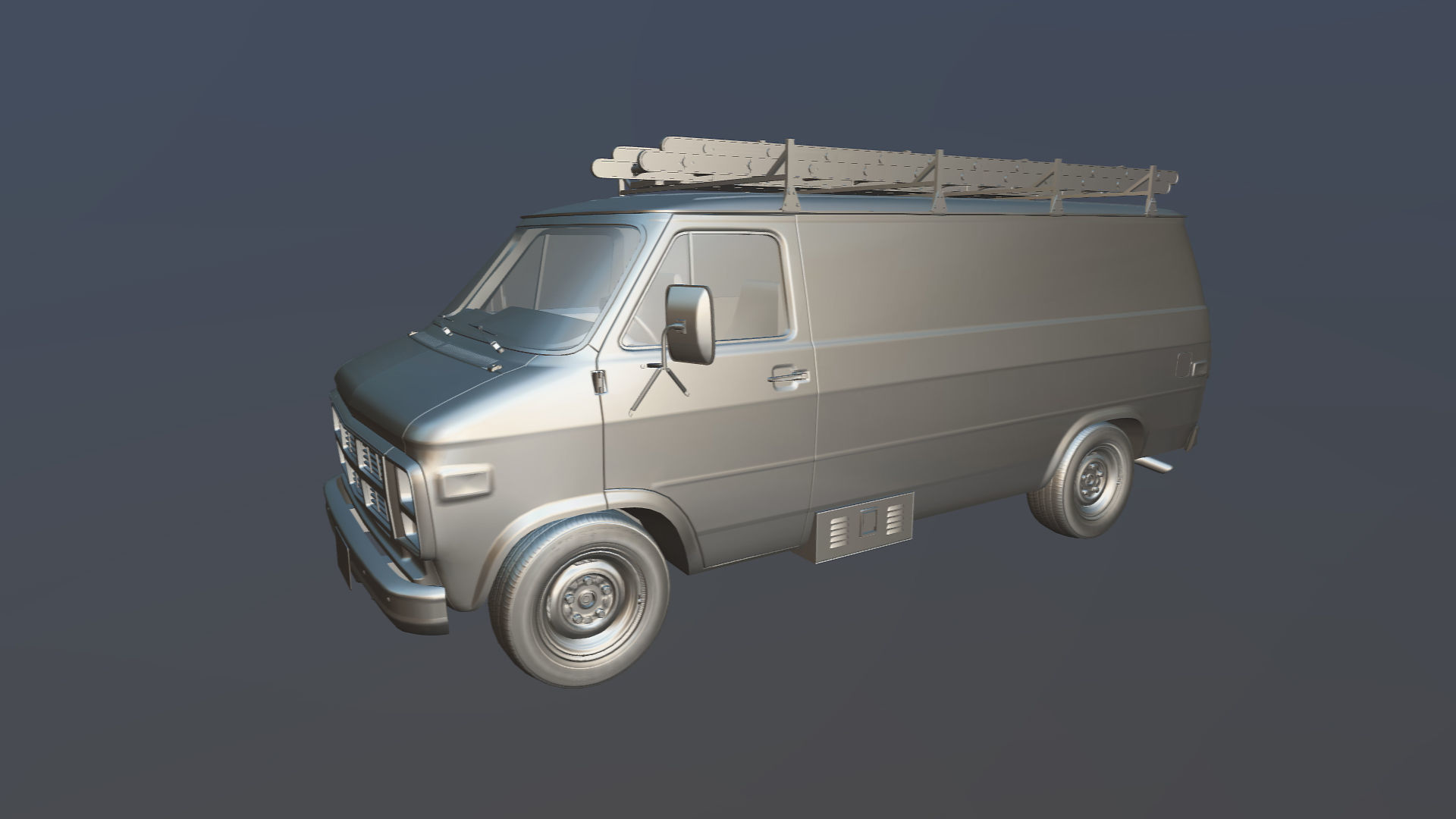 80s utility van Low-poly 3D model_33