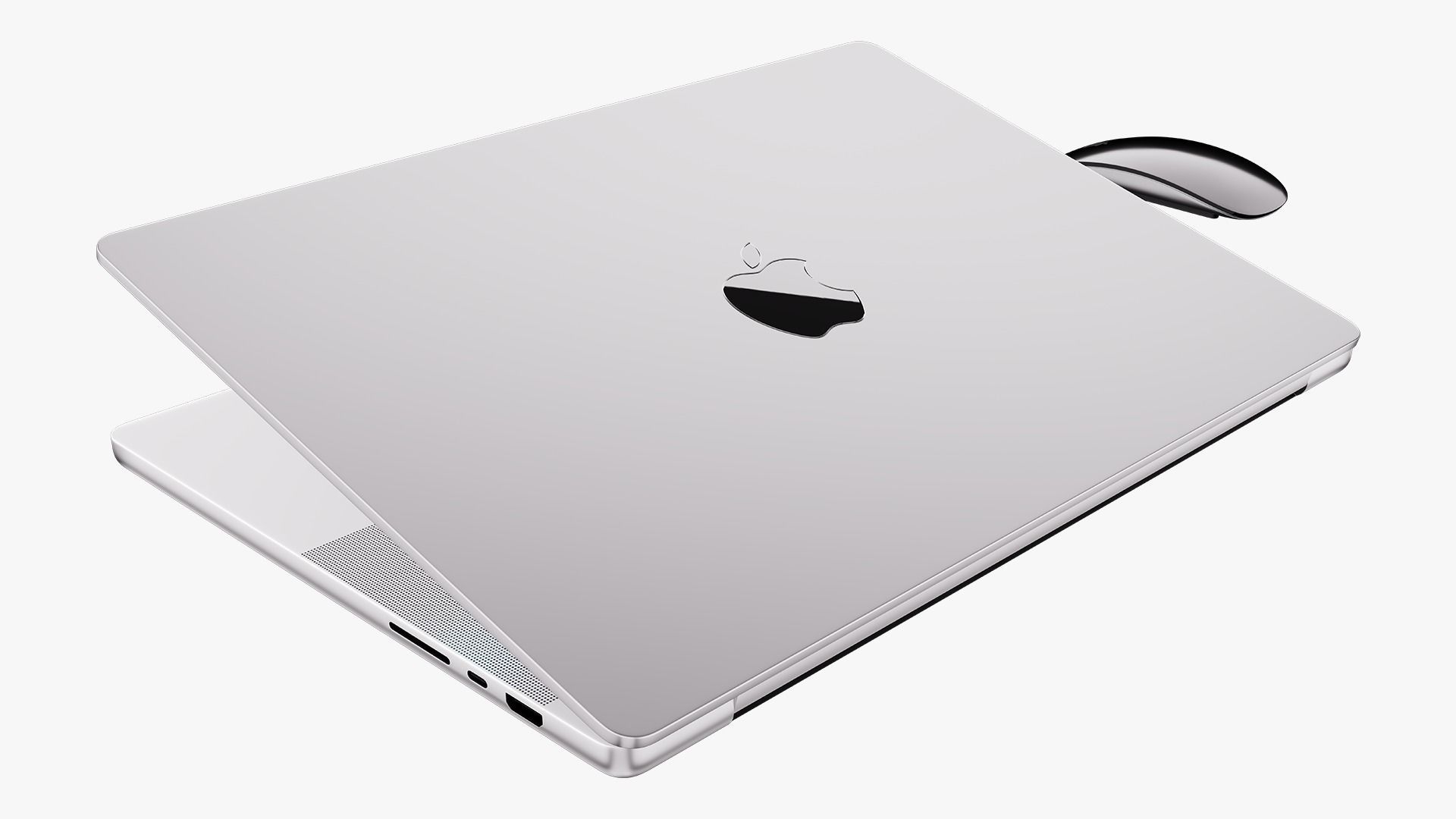 Apple MacBook Pro 16 Silver 2022 With Magic Mouse 3D model_13