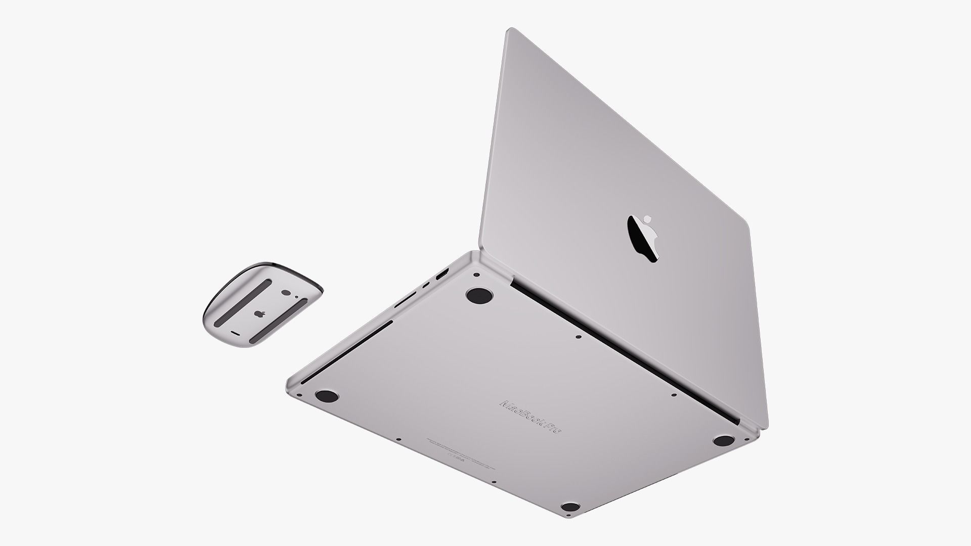 Apple MacBook Pro 16 Silver 2022 With Magic Mouse 3D model_10