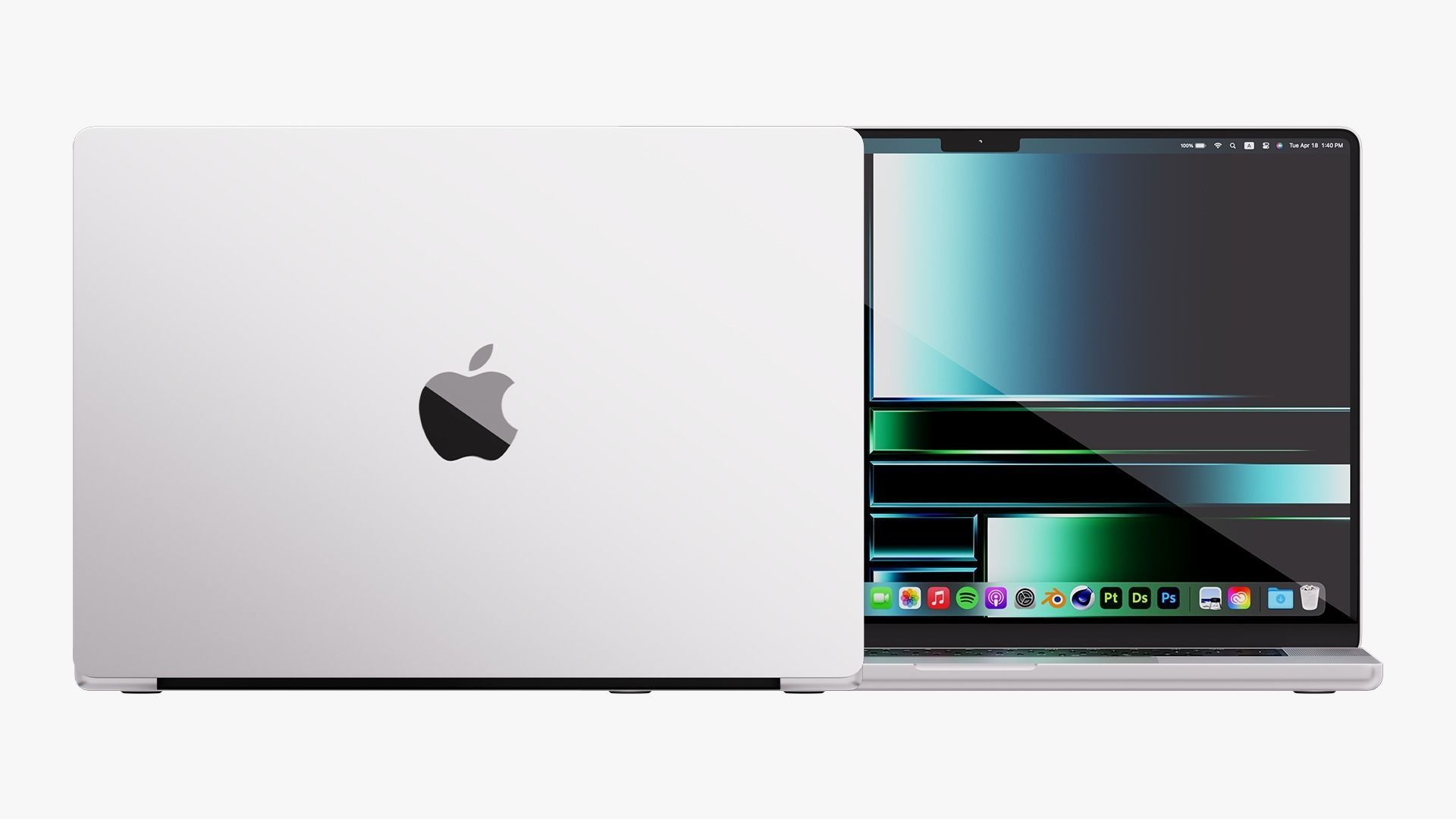 Apple MacBook Pro 16 Silver 2022 With Magic Mouse 3D model_4