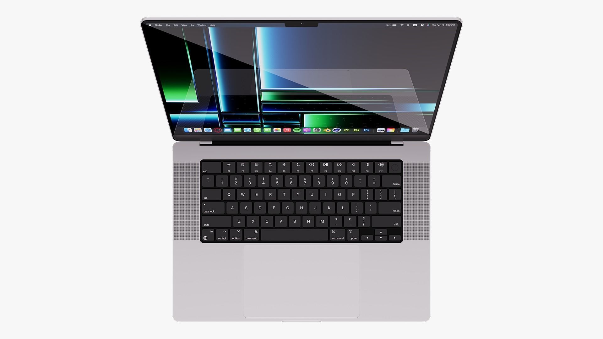 Apple MacBook Pro 16 Silver 2022 With Magic Mouse 3D model_9