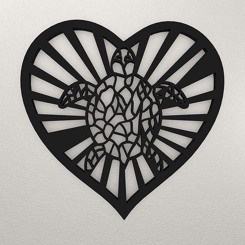 Turtle Love Wall Decoration WARAJ47 3D model 3D printable | CGTrader