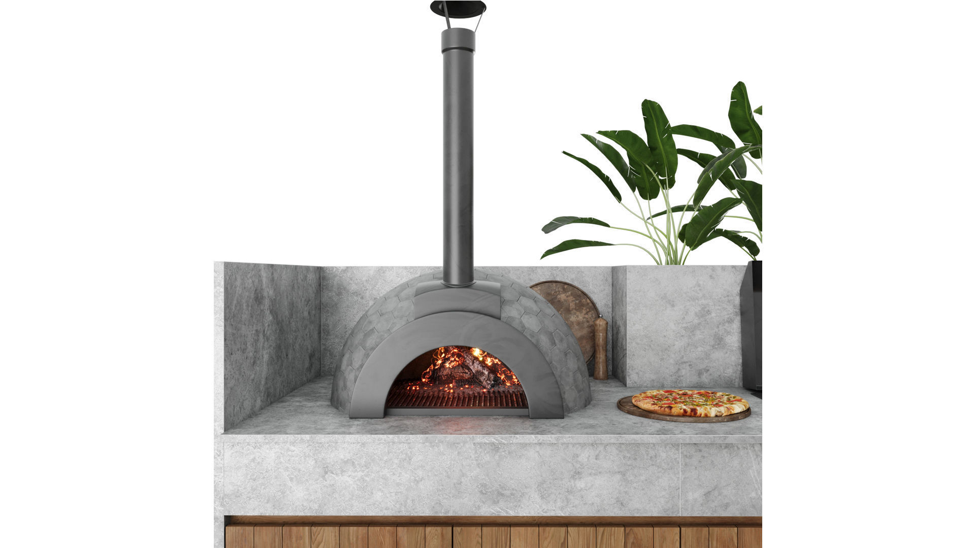 Outdoor Kitchen With Barbecue And Pizza Oven 3D model_12