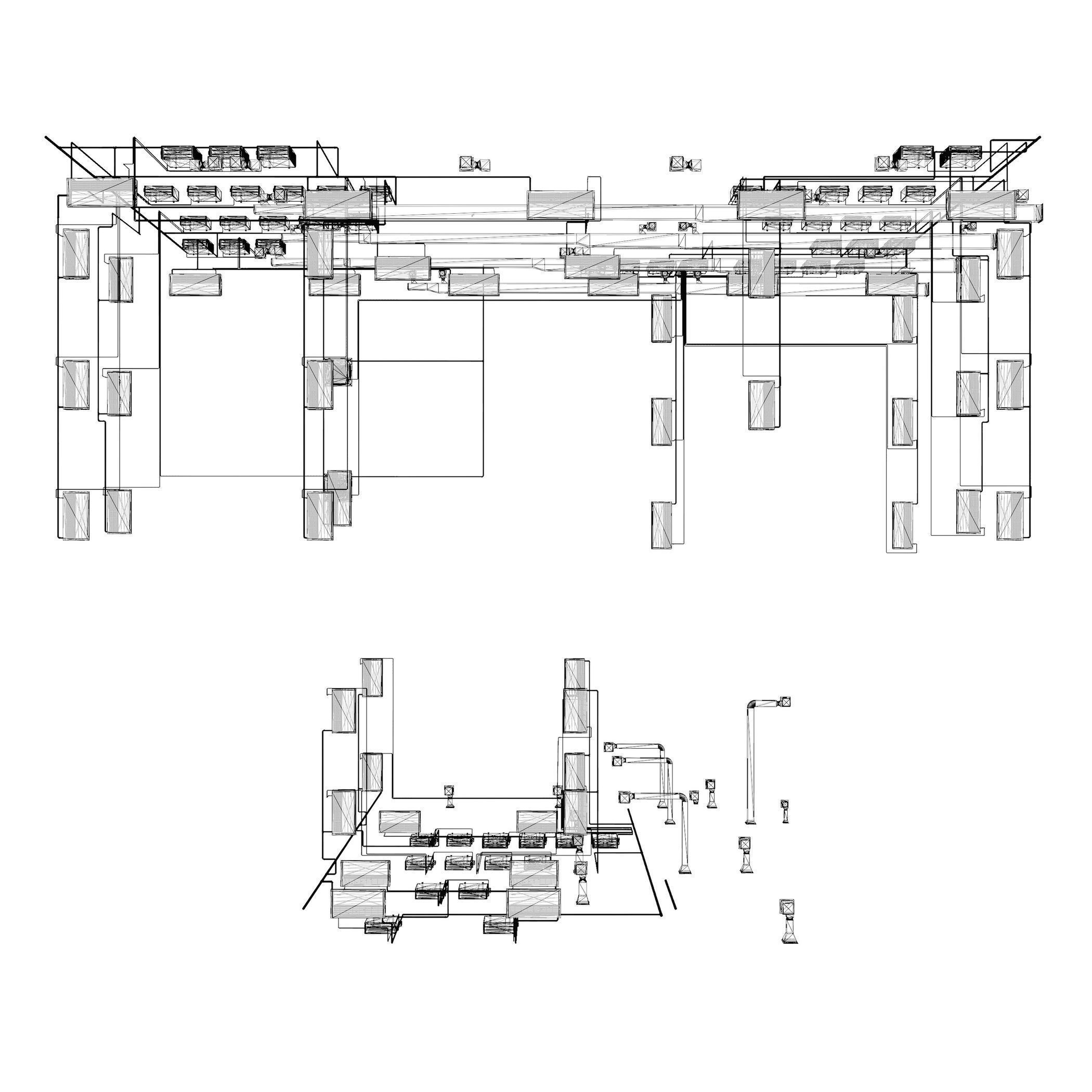 Air conditioning and piping system in building 3D model_6