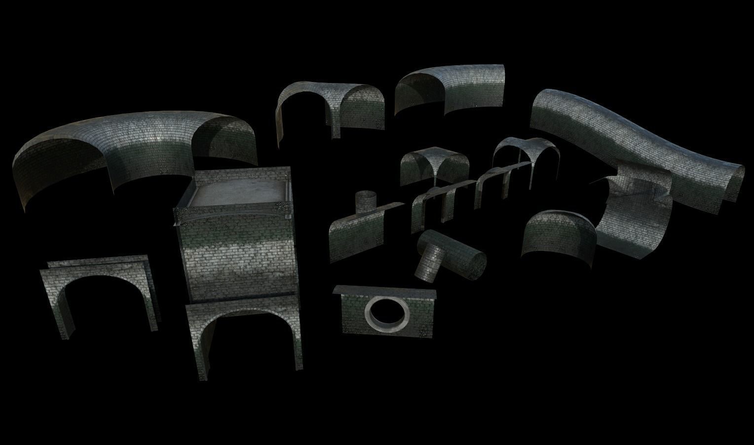 Modular Sewer Environment Low-poly 3D model_27