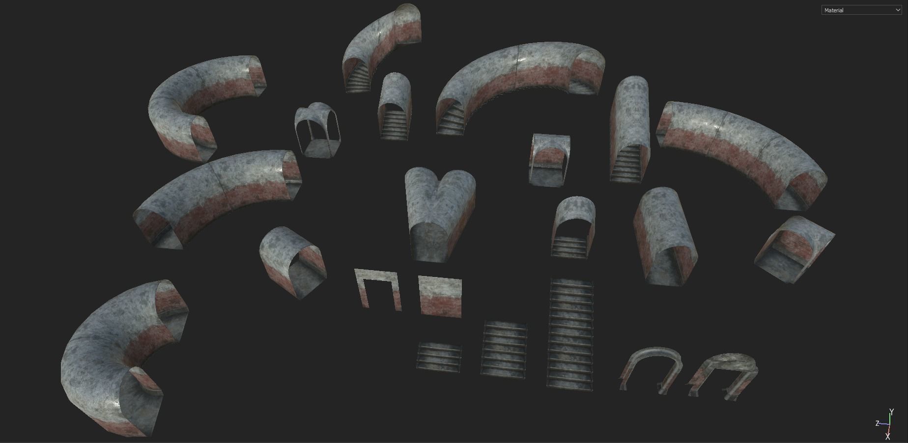 Modular Sewer Environment Low-poly 3D model_28