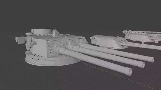 USS New Jersey Main Battery Guns 1 to 700 scale 3D print model