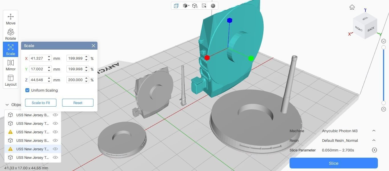 USS New Jersey Main Battery Guns 1 to 700 scale 3D print model_5