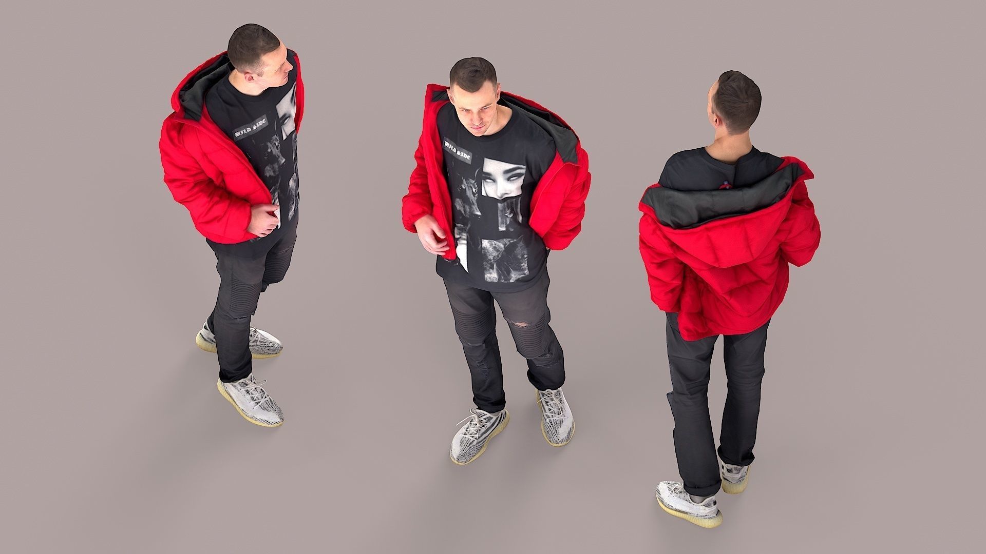 Streetwise Casual Young Man with Popped Puffer 3D model_4