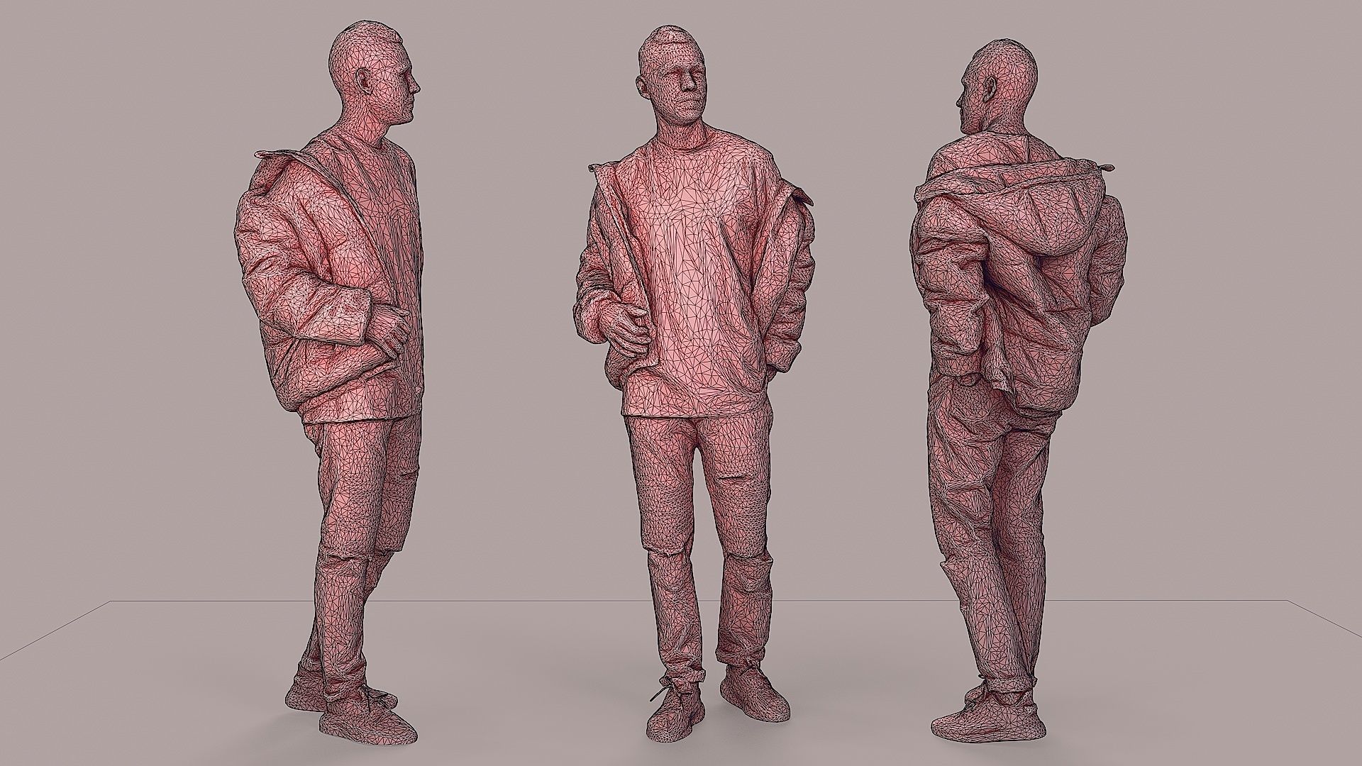 Streetwise Casual Young Man with Popped Puffer 3D model_3