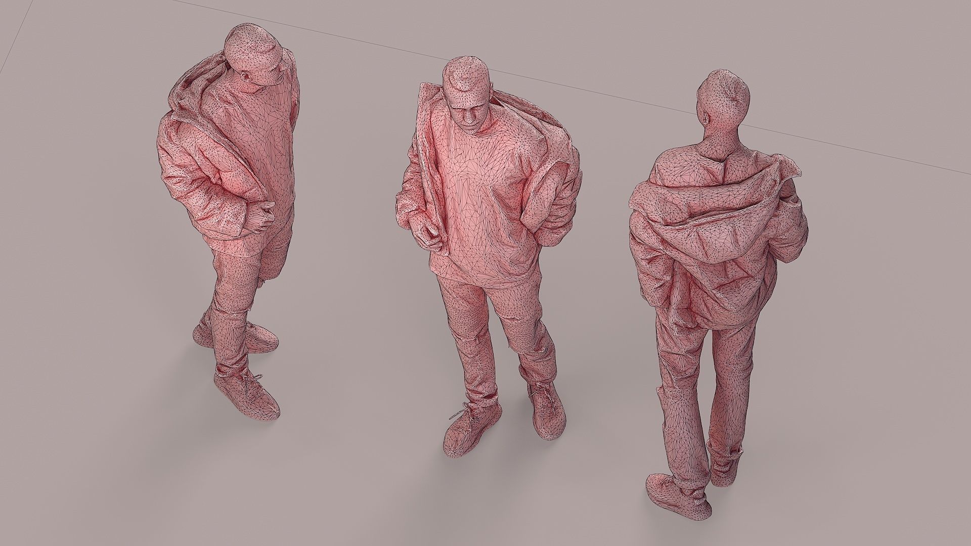 Streetwise Casual Young Man with Popped Puffer 3D model_7