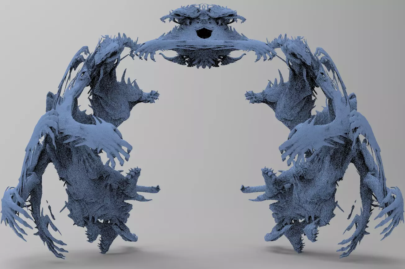 Demon Hand Sculpture large 3D model_0