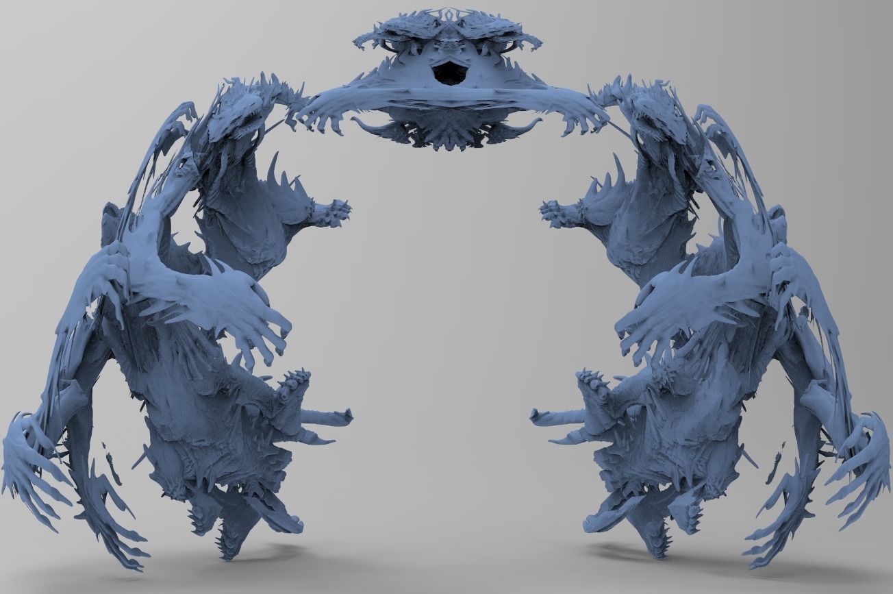 Demon Hand Sculpture large 3D model_1