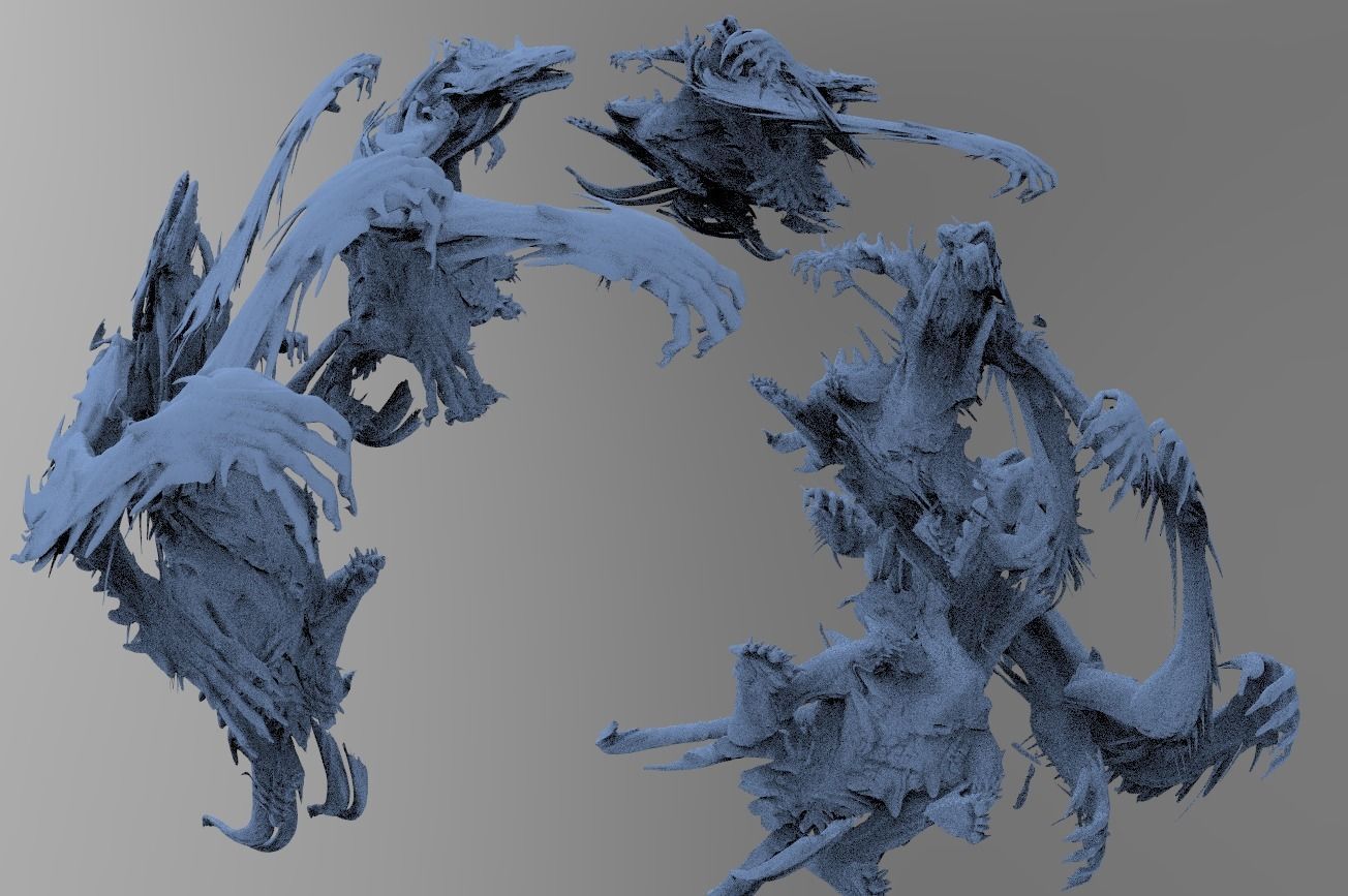 Demon Hand Sculpture large 3D model_2