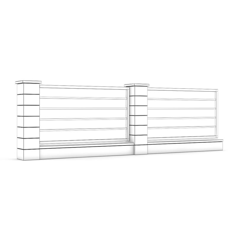 Concrete Fence 05 3D model_2
