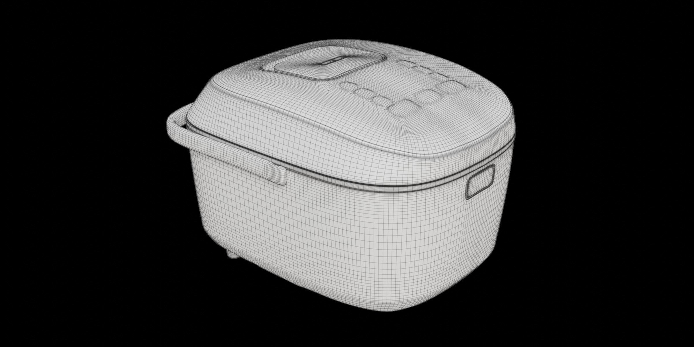 Modern Black Rice Cooker 3D model_2