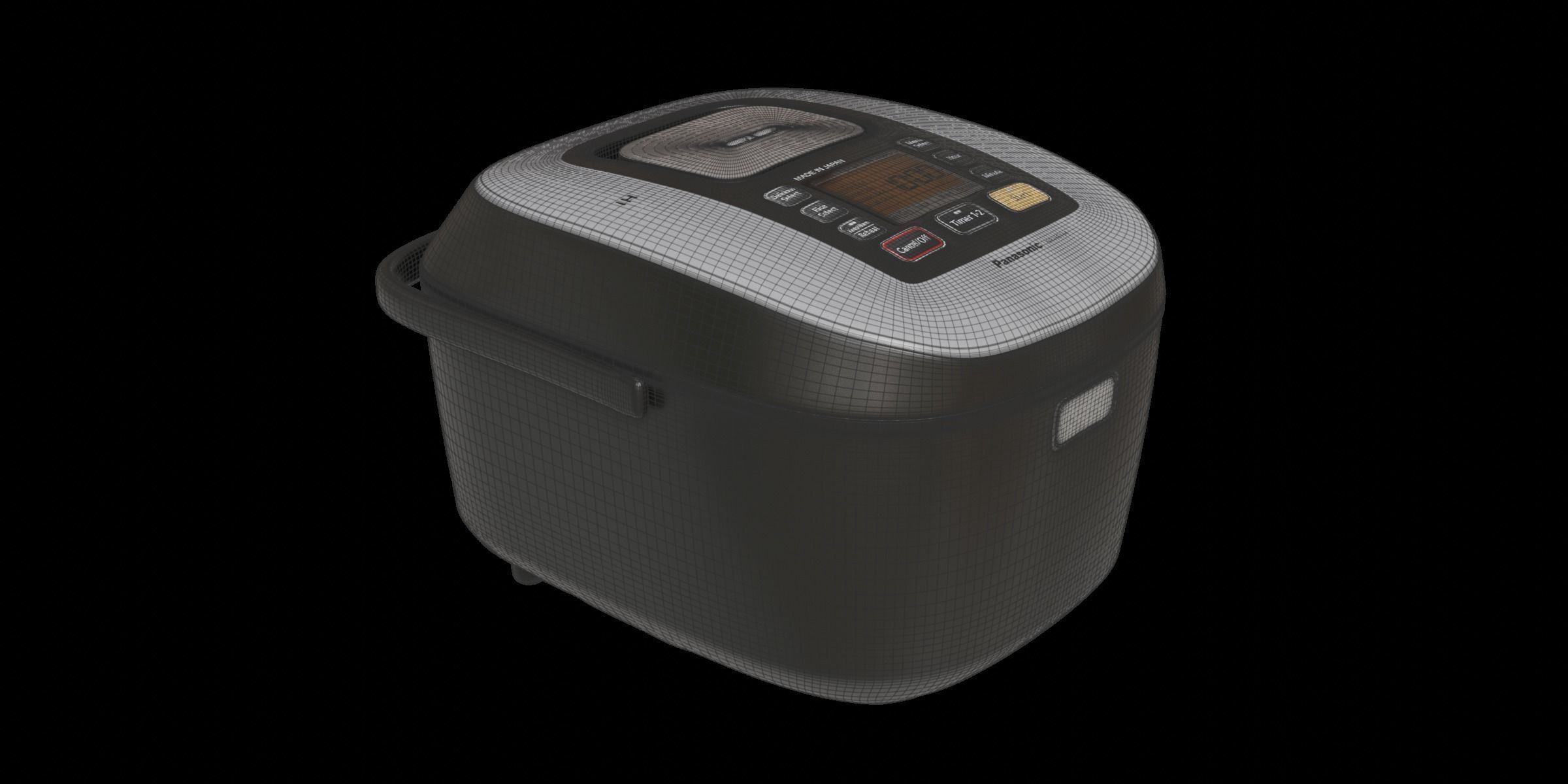 Modern Black Rice Cooker 3D model_3
