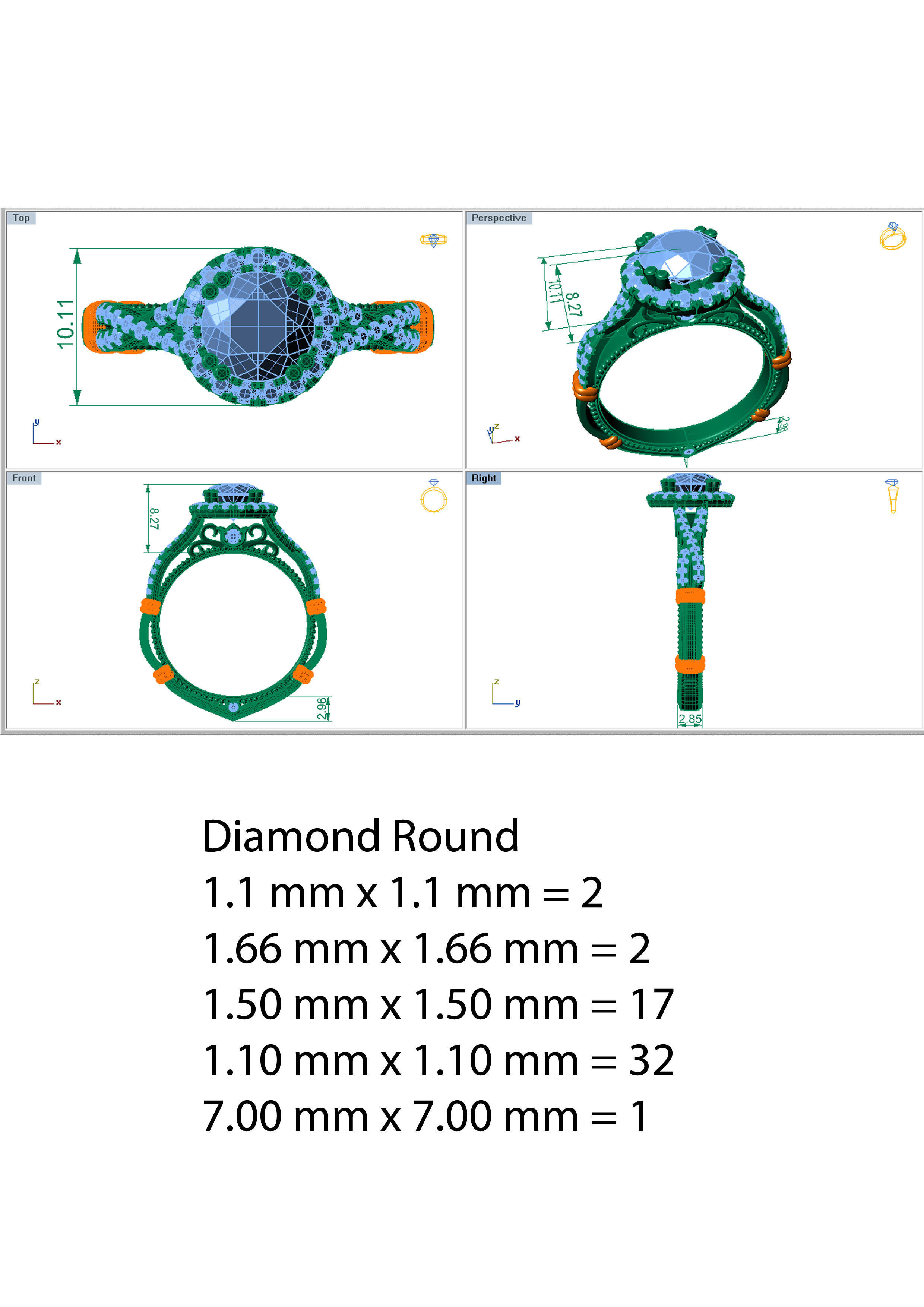 Verragio Diamond Ring V19 3D print model_4