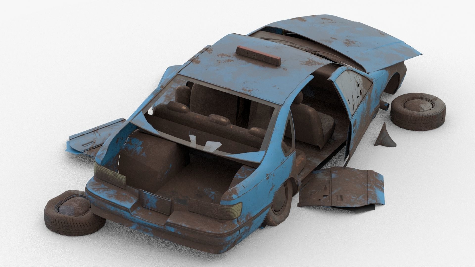 8k abandoned cars destroyed vehicles Low-poly Low-poly 3D model_5