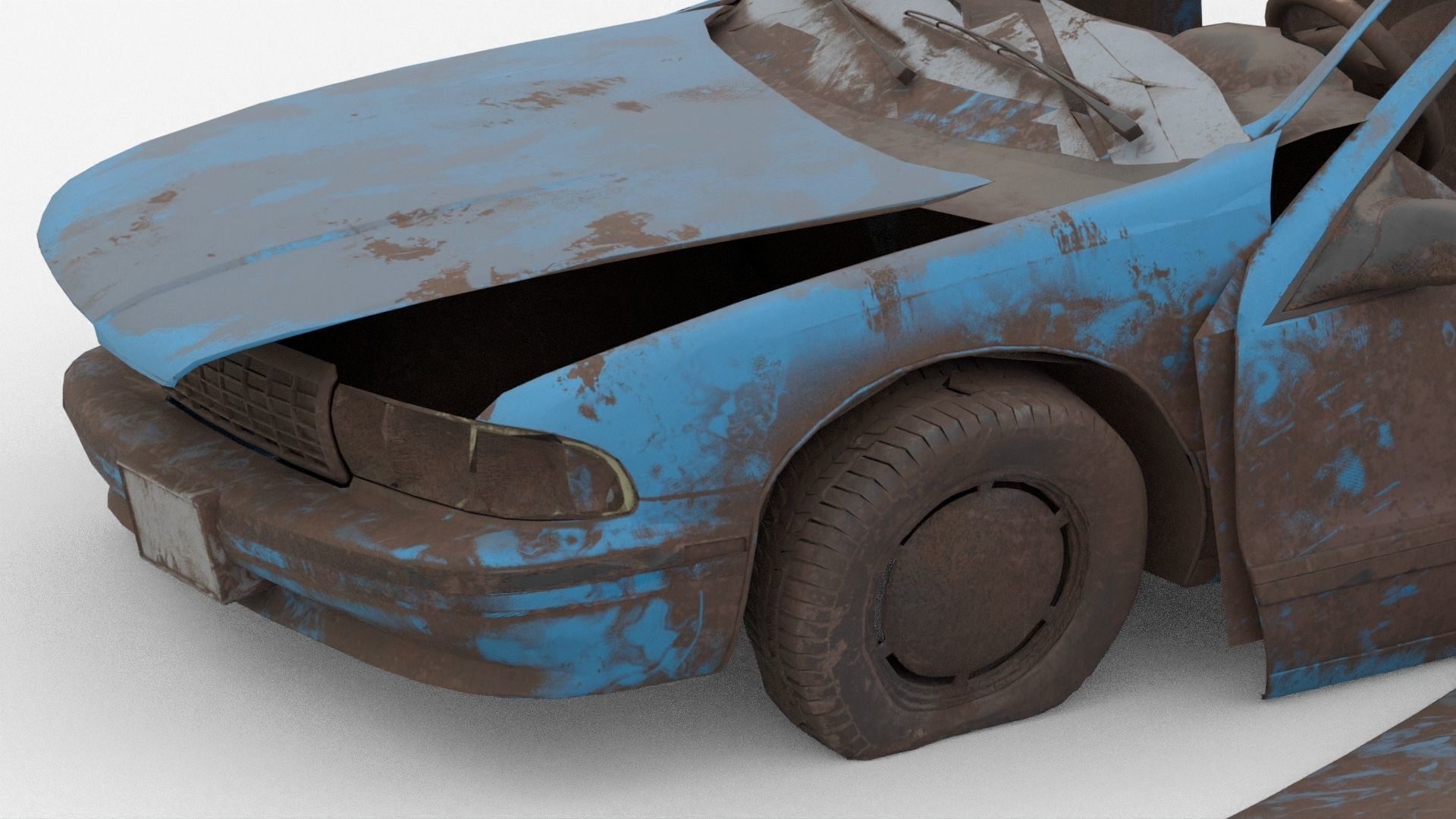 8k abandoned cars destroyed vehicles Low-poly Low-poly 3D model_9