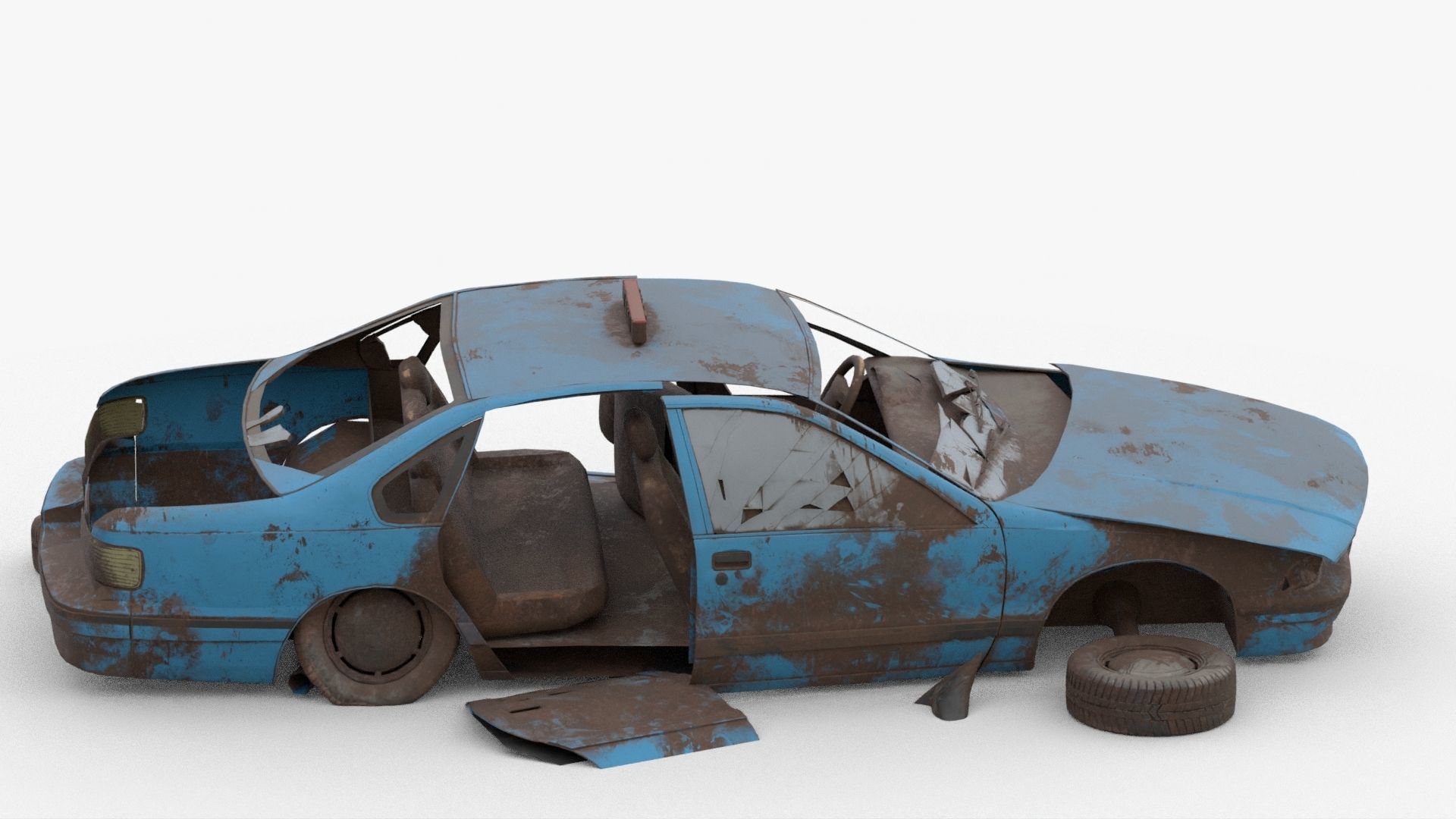 8k abandoned cars destroyed vehicles Low-poly Low-poly 3D model_6