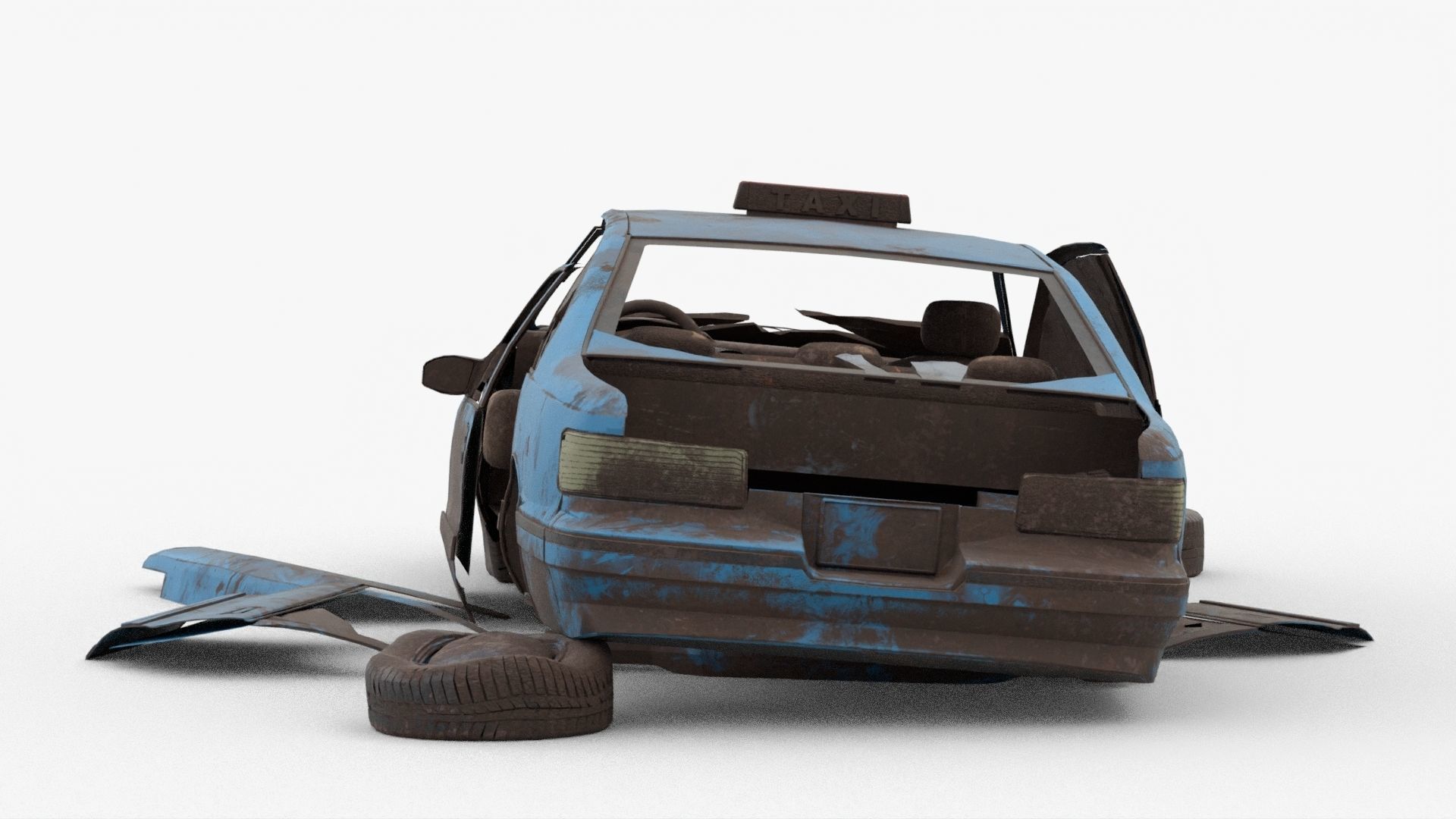 8k abandoned cars destroyed vehicles Low-poly Low-poly 3D model_4