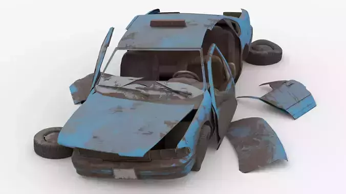 8k abandoned cars destroyed vehicles Low-poly Low-poly 3D model