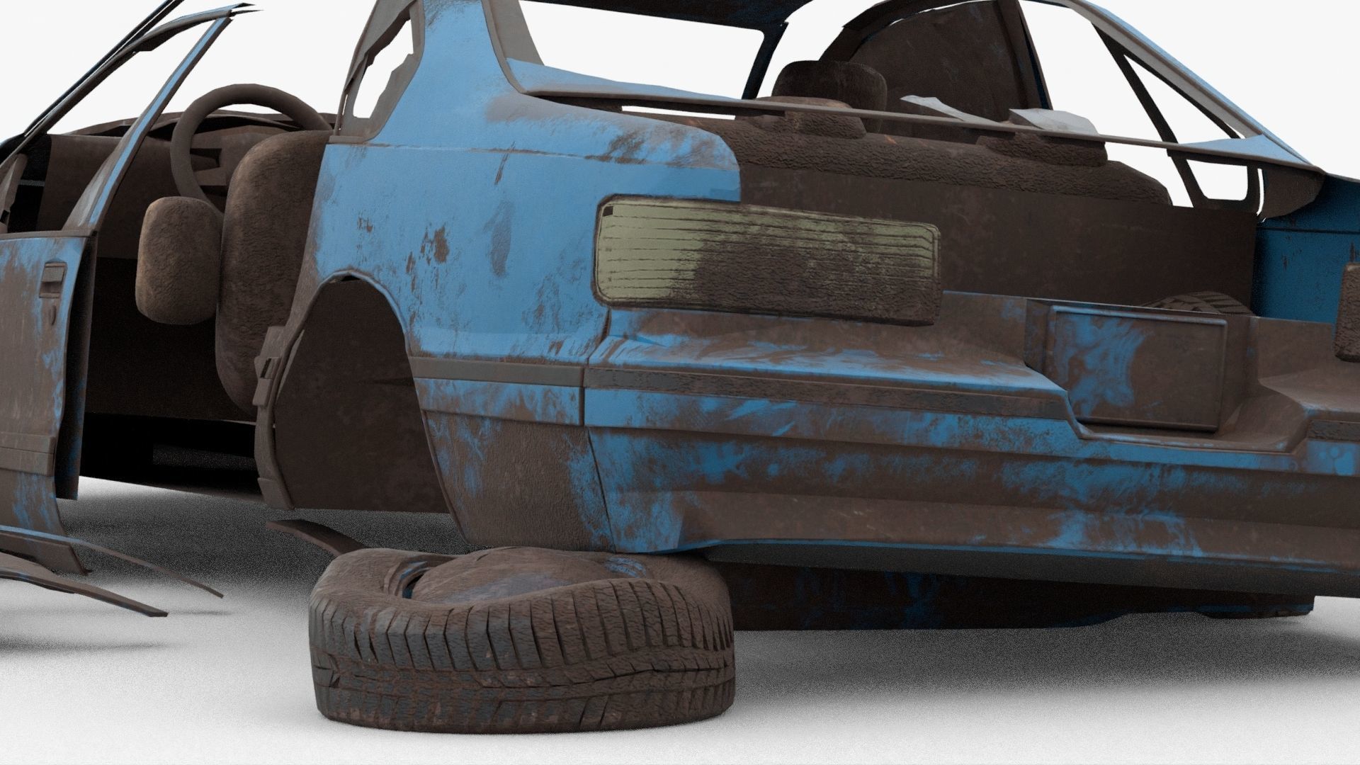 8k abandoned cars destroyed vehicles Low-poly Low-poly 3D model_13