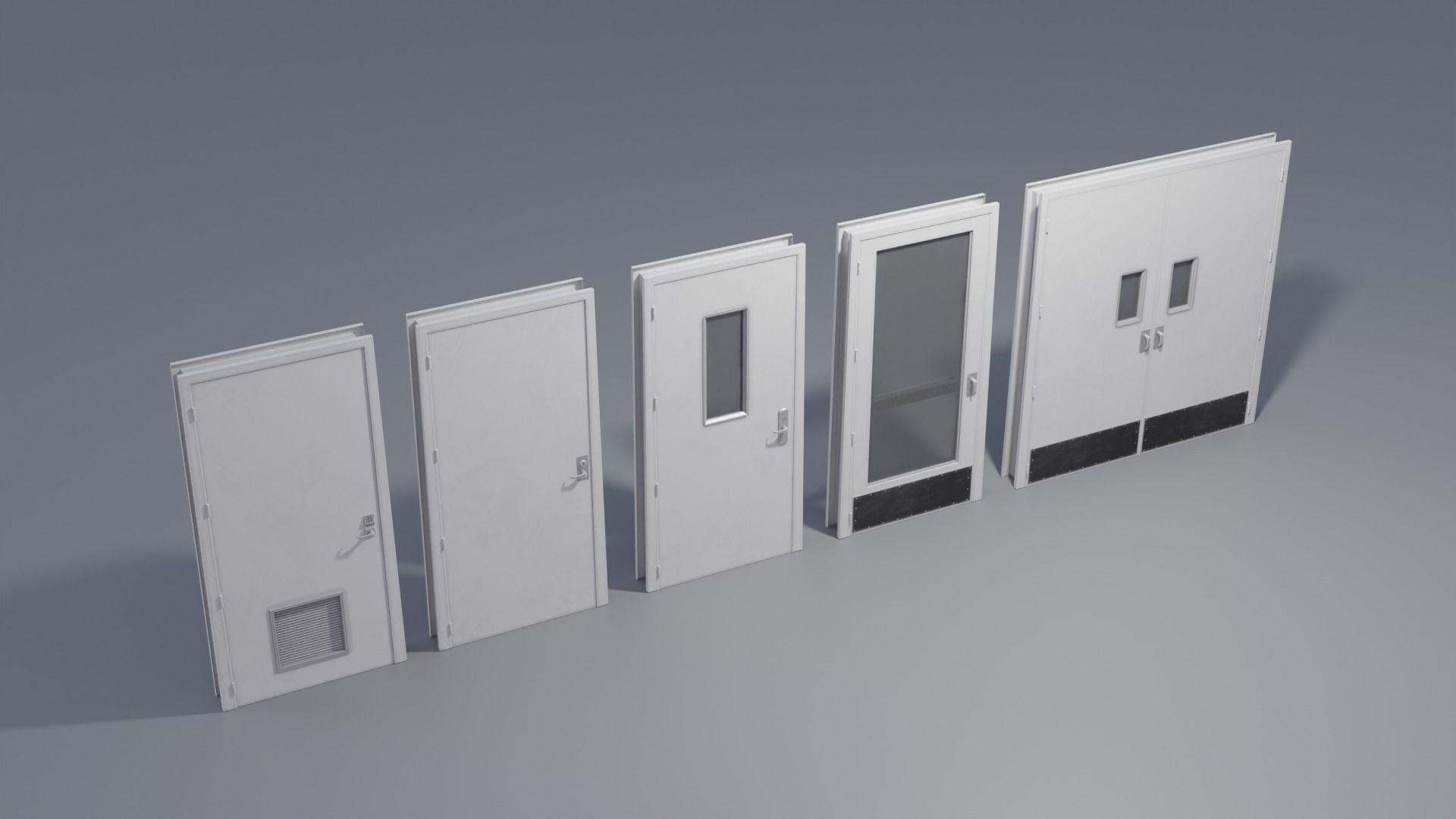 Industrial Doors 4K and 2K Low-poly 3D model_2