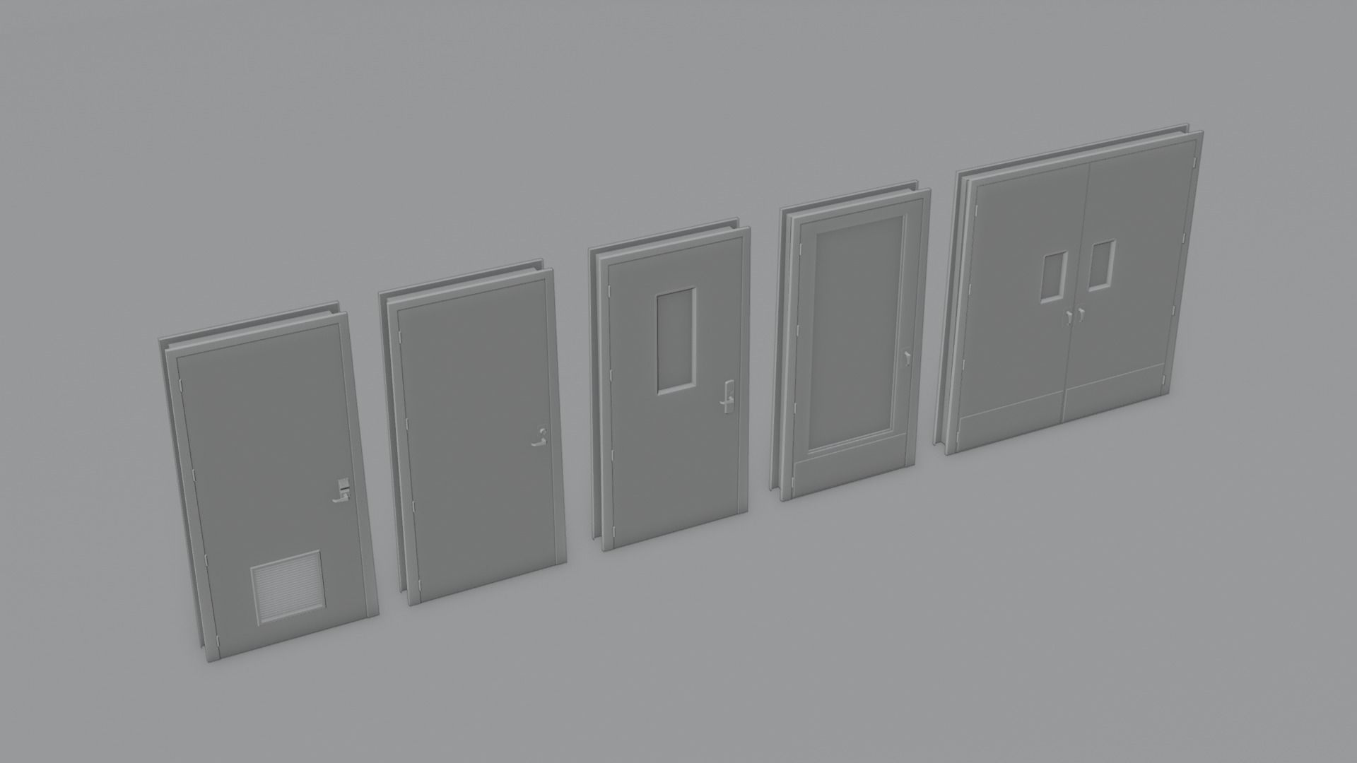 Industrial Doors 4K and 2K Low-poly 3D model_3