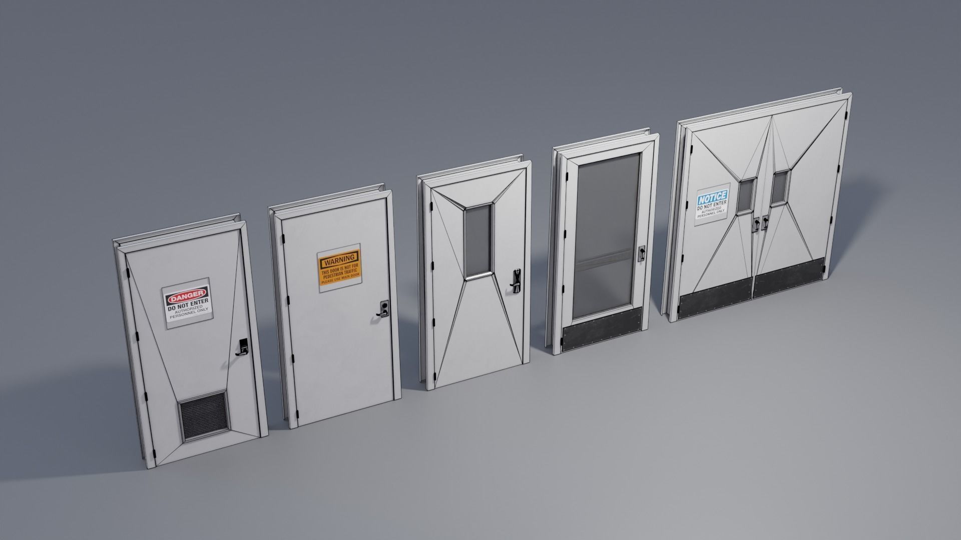 Industrial Doors 4K and 2K Low-poly 3D model_4