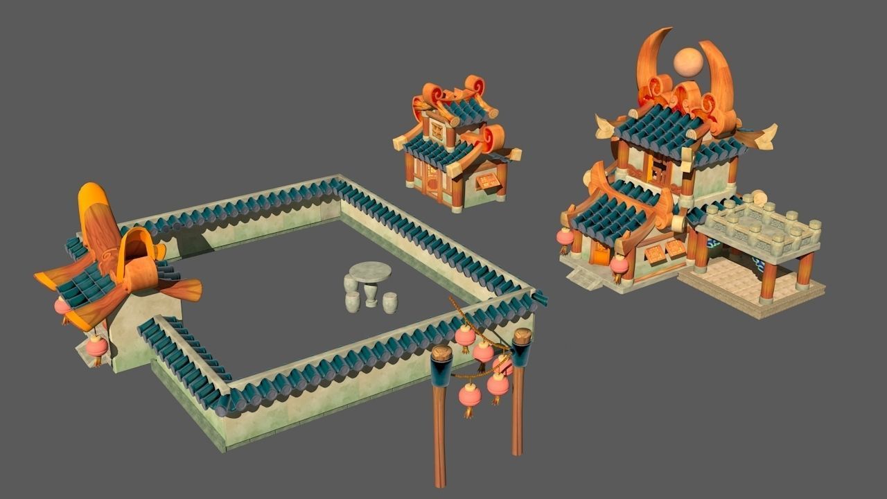 Cartoon Fantasy Architecture 3D model_1