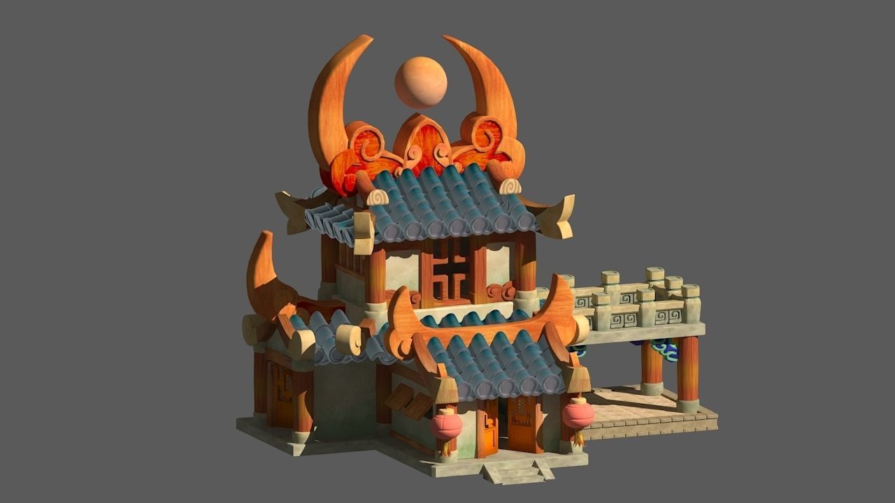 Cartoon Fantasy Architecture 3D model_2