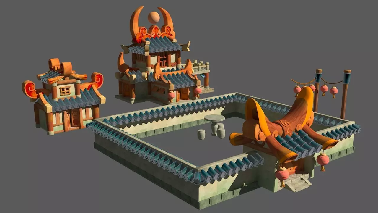 Cartoon Fantasy Architecture 3D model_0