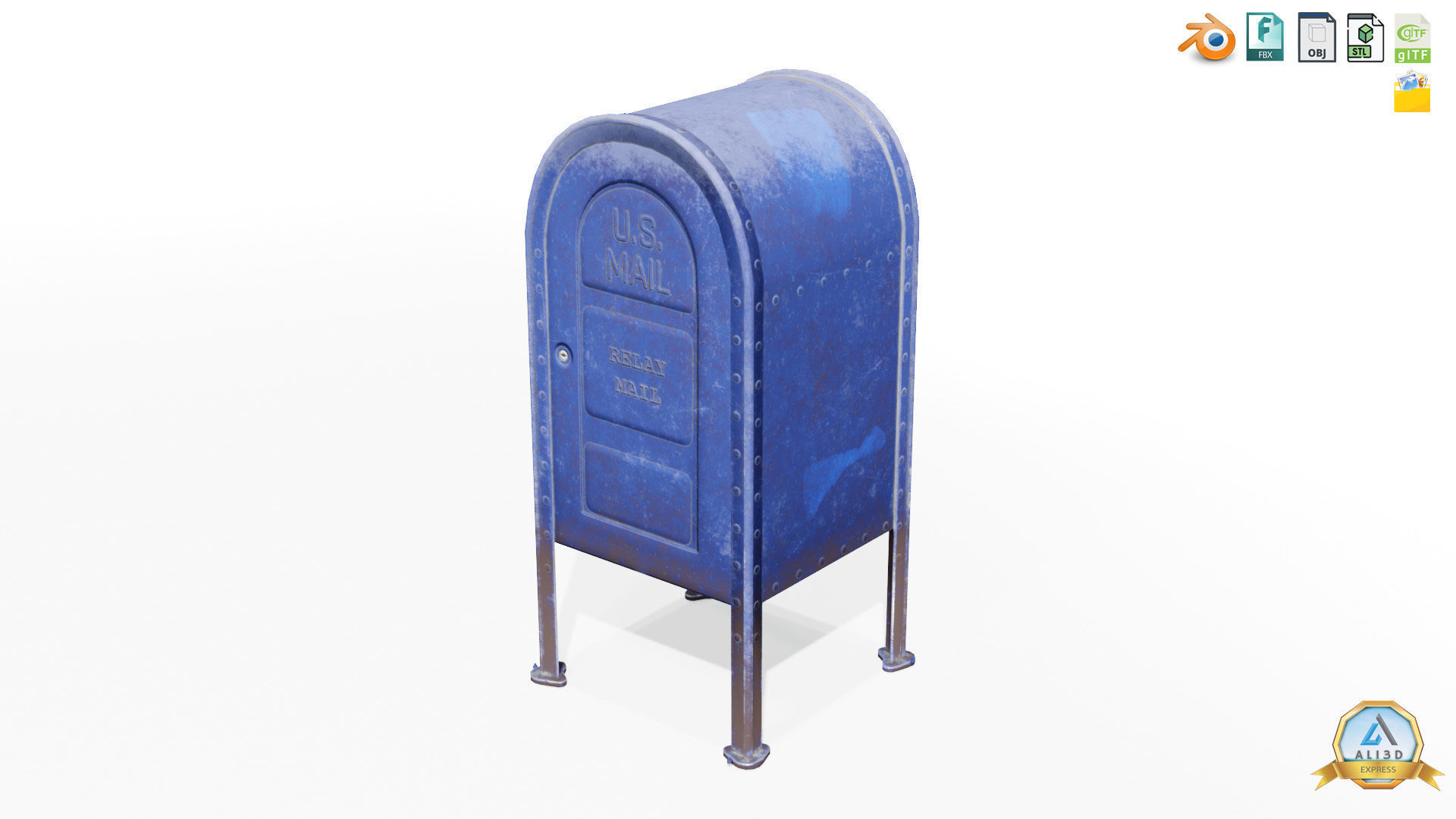 Old Rusty Mailbox with graffiti  Low-poly 3D model_10