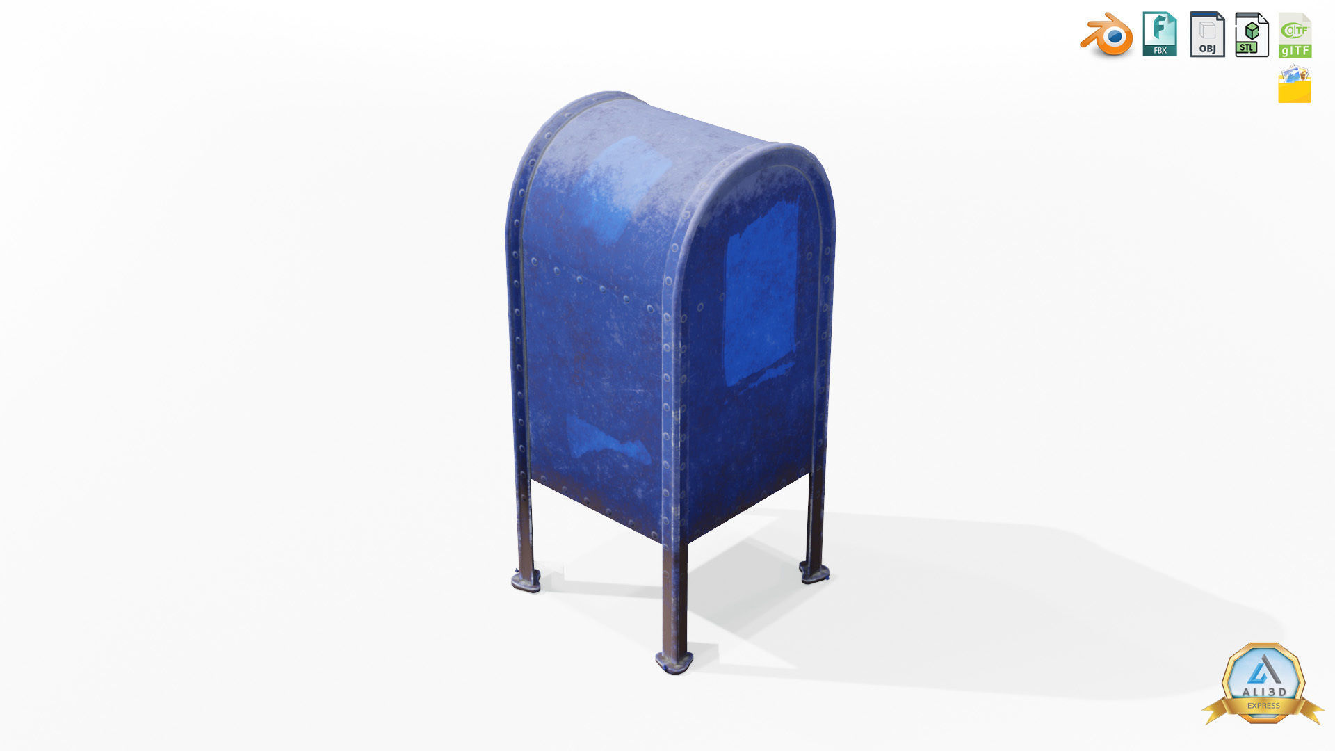 Old Rusty Mailbox with graffiti  Low-poly 3D model_11
