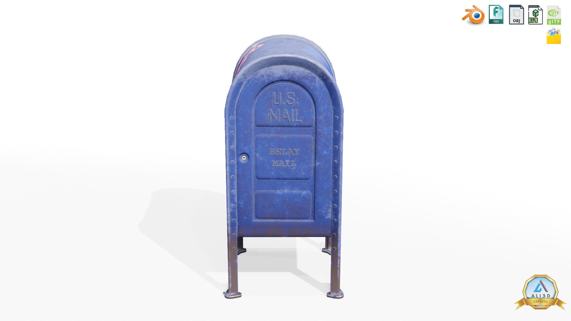 Old Rusty Mailbox with graffiti  Low-poly 3D model_8