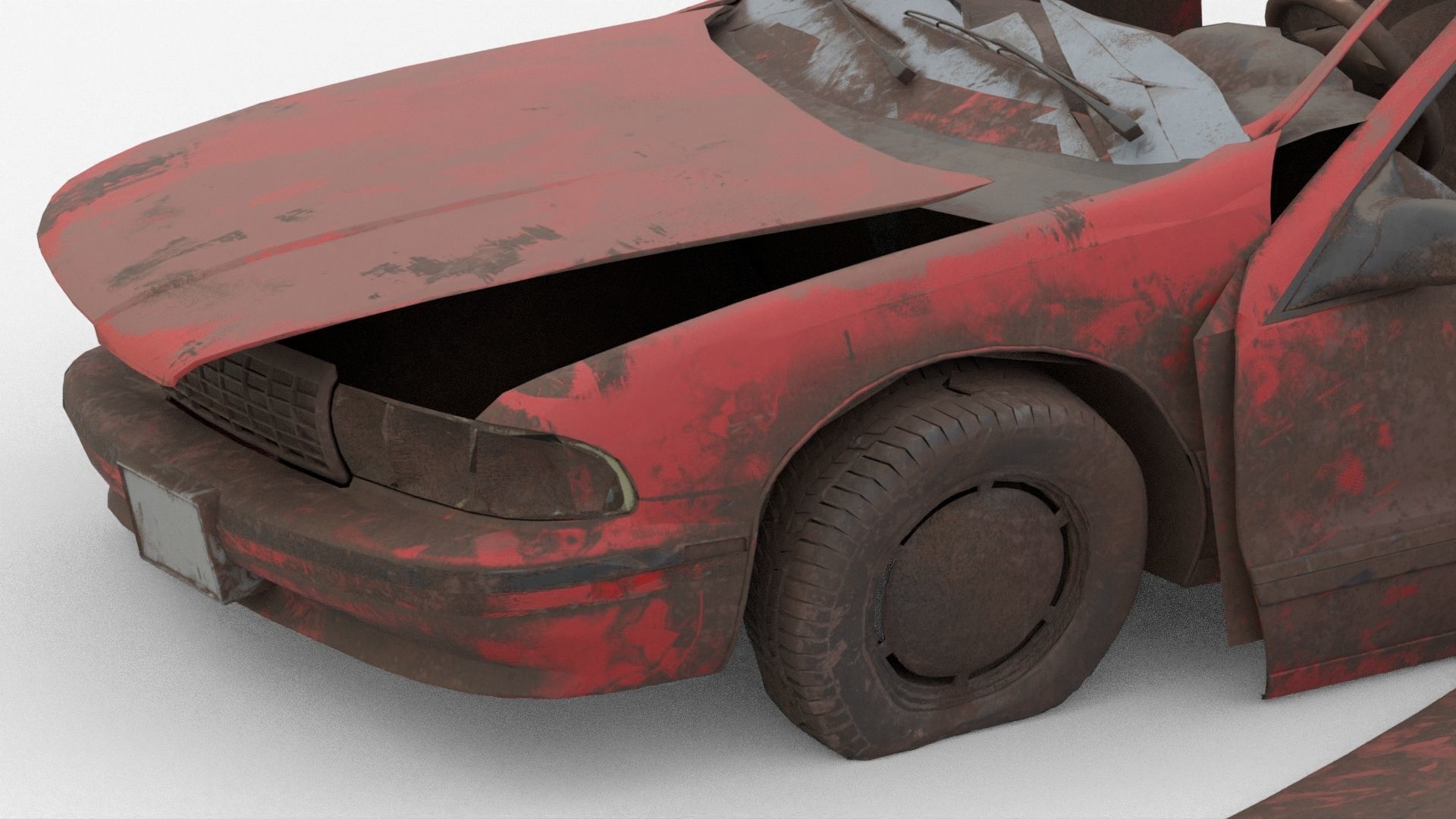 8k abandoned cars destroyed vehicles Low-poly 3D model_16