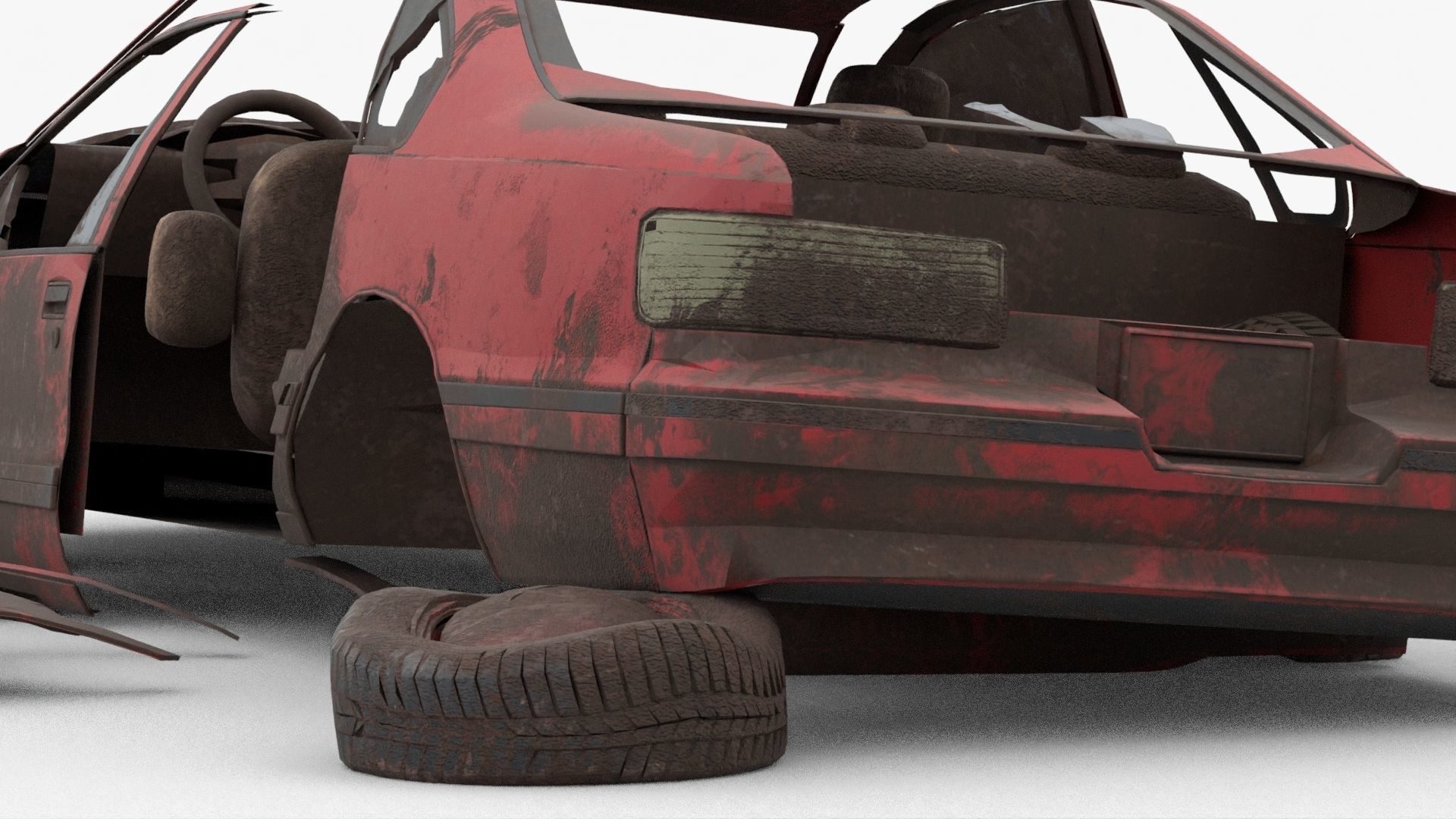 8k abandoned cars destroyed vehicles Low-poly 3D model_15