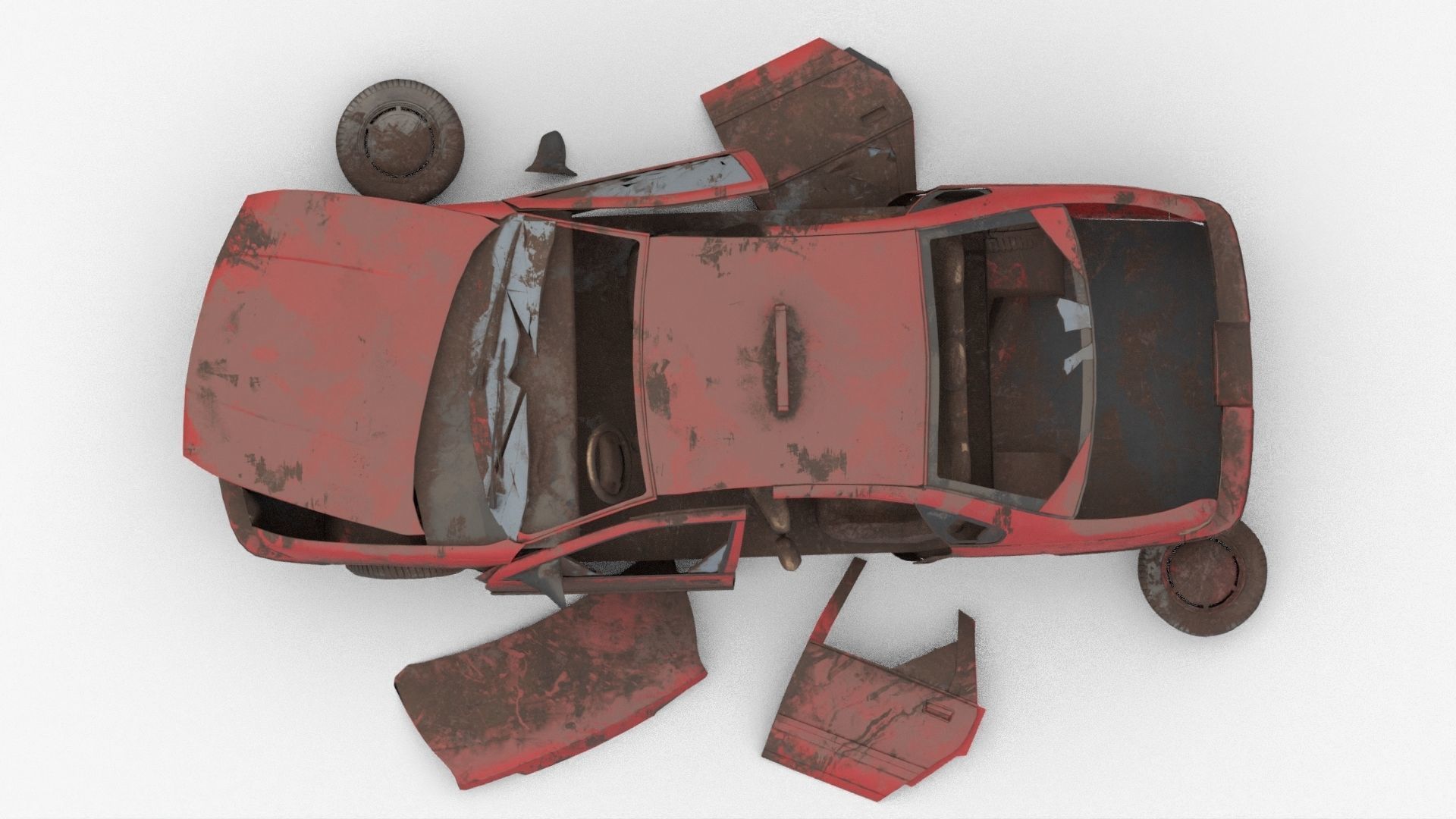 8k abandoned cars destroyed vehicles Low-poly 3D model_8