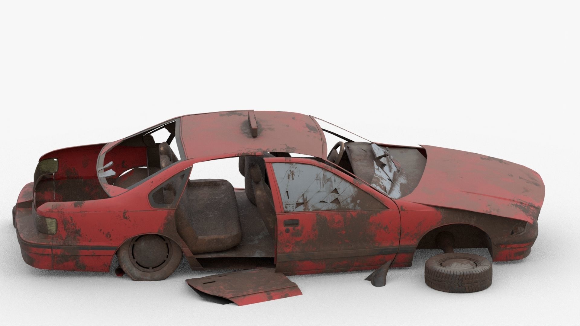 8k abandoned cars destroyed vehicles Low-poly 3D model_10