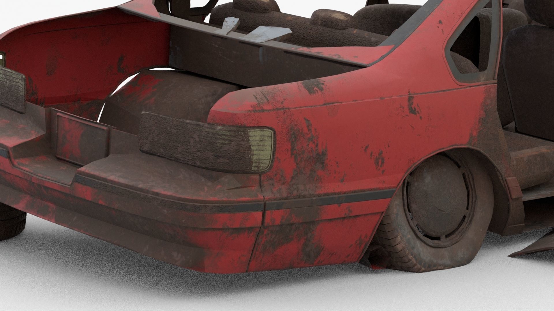 8k abandoned cars destroyed vehicles Low-poly 3D model_14