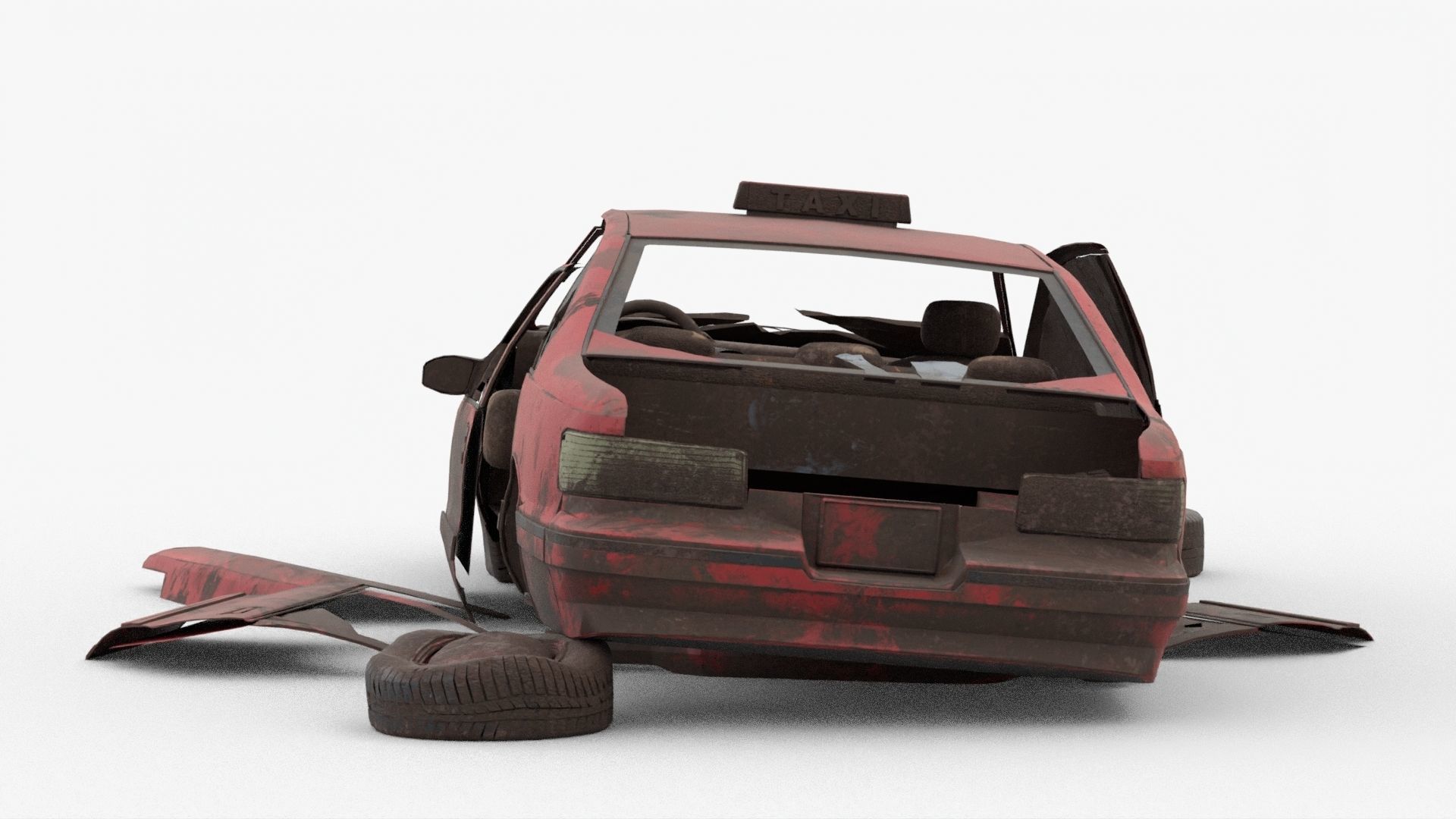 8k abandoned cars destroyed vehicles Low-poly 3D model_5
