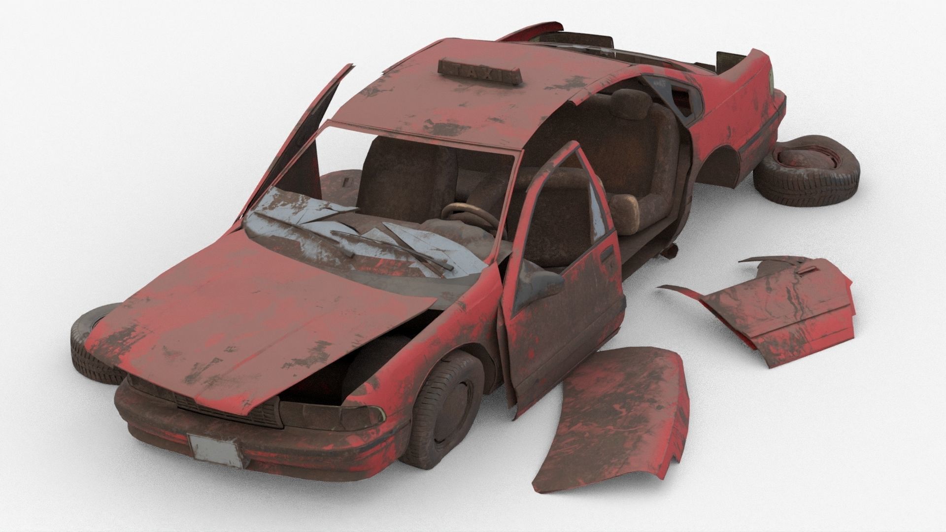 8k abandoned cars destroyed vehicles Low-poly 3D model_3