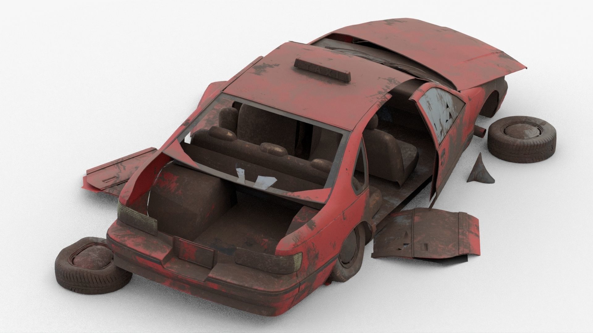 8k abandoned cars destroyed vehicles Low-poly 3D model_6