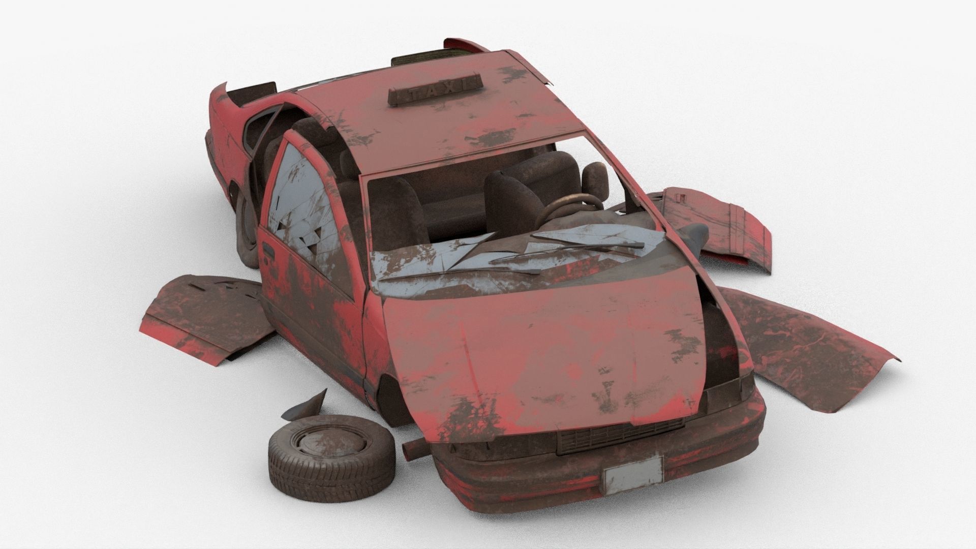 8k abandoned cars destroyed vehicles Low-poly 3D model_7