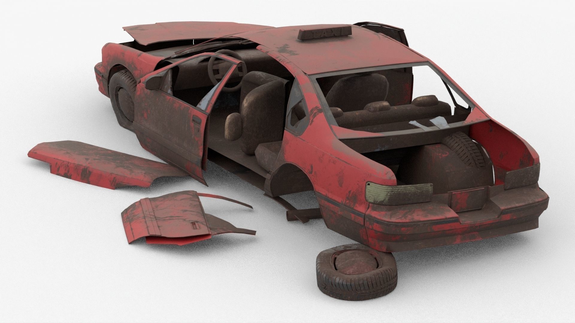 8k abandoned cars destroyed vehicles Low-poly 3D model_4